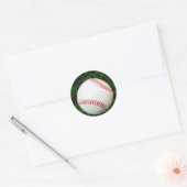 Sticker Rond Baseball blanc avec points rouges (Enveloppe)