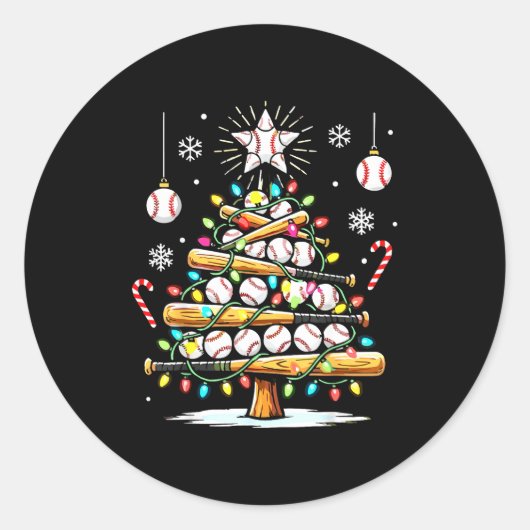 Sticker Rond Baseball Christmas Tree Lights  (Devant)