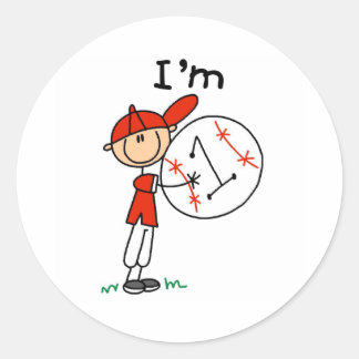 Sticker Rond Baseball de garçon J'ai 1 an