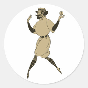 Sticker Rond Baseball de sport vintage, joueur de baseball vict