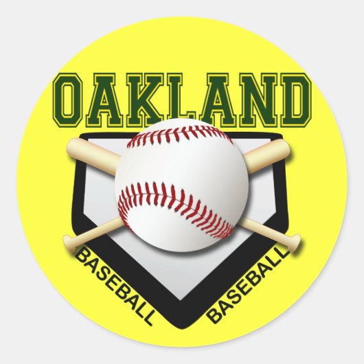 STICKER ROND BASEBALL D'OAKLAND (Devant)