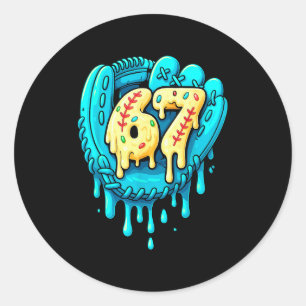 Sticker Rond Baseball Drip 6 7 Numéro 67 Six Sept Mème Hommes