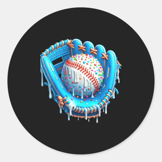 Sticker Rond Baseball Drip Ice Cream Glove With Sprinkles Ball  (Devant)