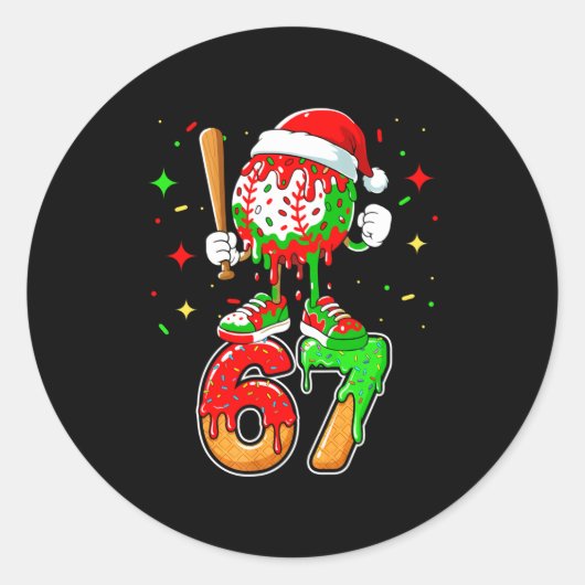 Sticker Rond Baseball Drip Number 67 Meme Ice Cream Dripng Chri (Devant)