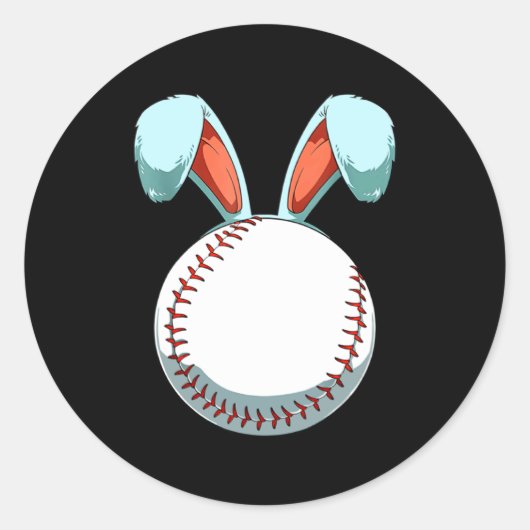 Sticker Rond Baseball Easter Day Bunny Ears Rabbit Baseball Fa  (Devant)
