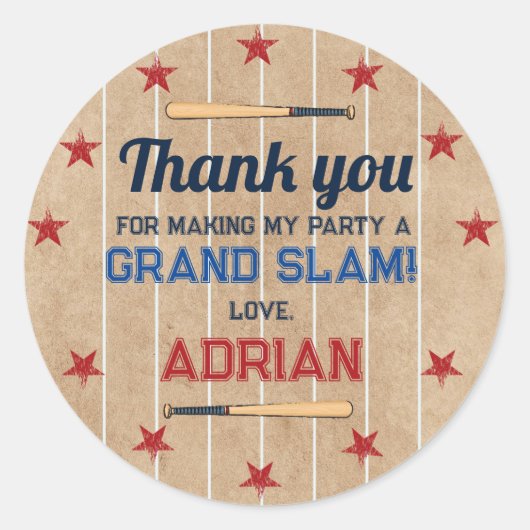 Sticker Rond Baseball Favoriser Merci Anniversaire (Devant)