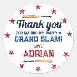 Sticker Rond Baseball Favoriser Premier Anniversaire Aquarelle