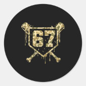 Sticker Rond Baseball Ice Cream Drip Camo Number 67 Player 67th (Devant)