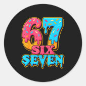 Sticker Rond Baseball Ice Cream Drip Number 67 Six Seven Meme C (Devant)