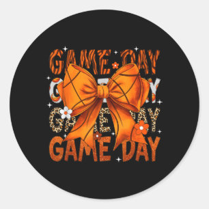 Sticker Rond Baseball Jour de Match Arc Bowquet Léopard Basebal