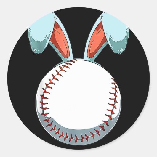 Sticker Rond Baseball Lapin de Pâques OEufs de Pâques Chasse Ba (Devant)