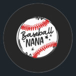 Sticker Rond Baseball Nana Sports Player Lover Coach Graphic<br><div class="desc">Baseball Nana Sports Player Lover Coach Graphic Gift. Perfect gift for your dad,  mom,  papa,  men,  women,  friend and family members on Thanksgiving Day,  Christmas Day,  Mothers Day,  Fathers Day,  4th of July,  1776 Independent day,  Veterans Day,  Halloween Day,  Patrick's Day</div>