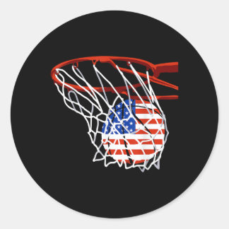 Sticker Rond Baseball Patriotique 4 Juillet Drapeau États-Unis