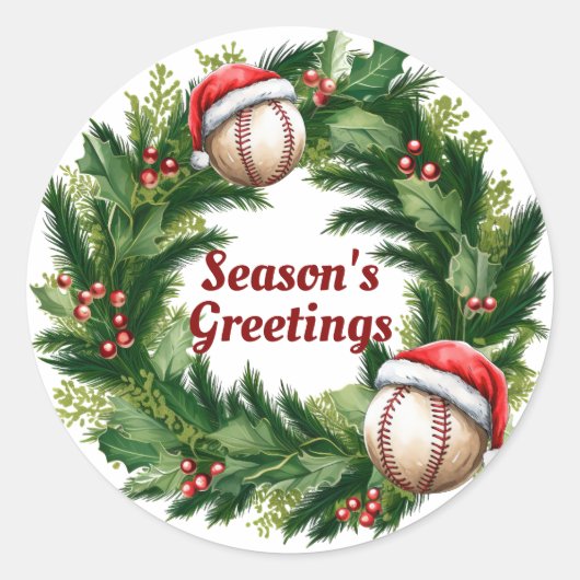 Sticker Rond Baseball personnalisable Santa Cap  (Devant)