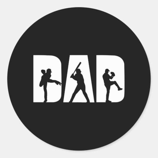 Sticker Rond Baseball Player Papa Baseball Lovers Men Father Da (Devant)