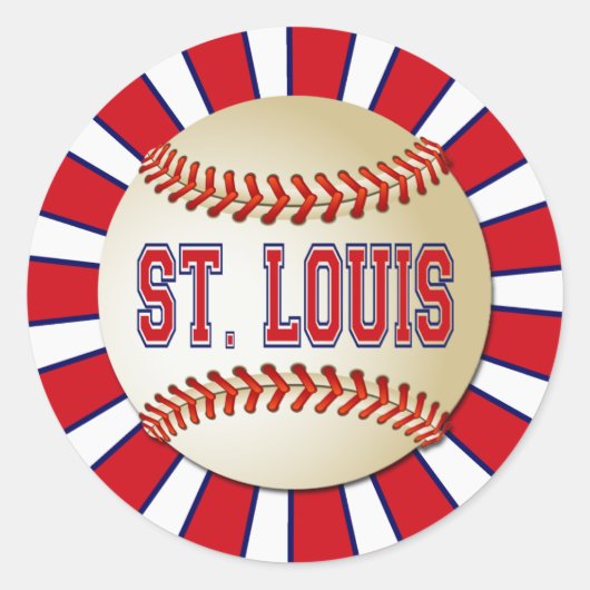 STICKER ROND BASEBALL RETRO ST LOUIS (Devant)