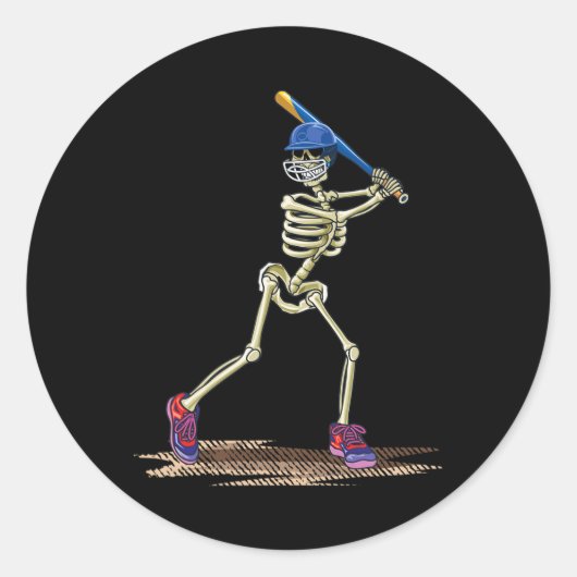 Sticker Rond Baseball Skeleton Halloween Hommes garçons Basebal (Devant)
