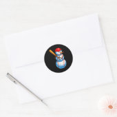 Sticker Rond Baseball Snowman Merry Christmas Xmas Pajamas Men (Enveloppe)