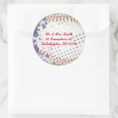 Sticker Rond Baseball Splatter Bar Bat mitzvah Répondre autocol (Sac)