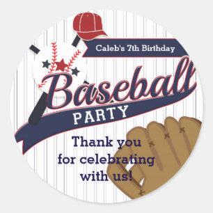 Sticker Rond Baseball Sport Pin Striped Anniversaire Fête Favor