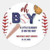 Sticker Rond Baseball Sports Petite salope Baby shower garçon (Devant)