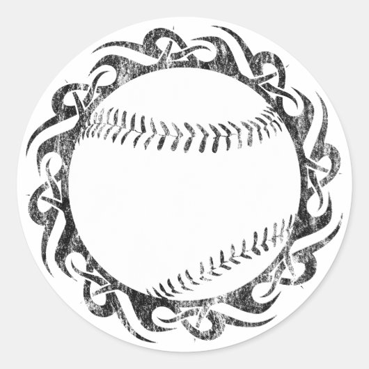 Sticker Rond baseball. tribal. (Devant)