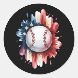 Sticker Rond Baseball USA Drapeau Américain Patriotique Sport V