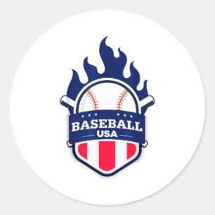 Sticker Rond Baseball Usa Soutenez L'équipe Usa Drapeau Playoff
