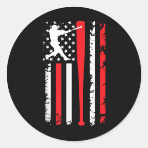 Sticker Rond Baseball vintage American US Drapeau Spiritueux Ba