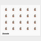 Sticker Rond Baseball Ween Vintage Halloween Baseball Heureux (Feuille)
