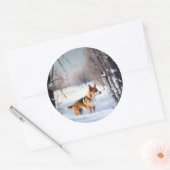 Sticker Rond Basenji Qu'il neige Noël (Enveloppe)