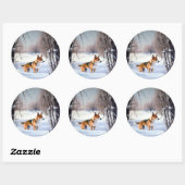 Sticker Rond Basenji Qu'il neige Noël (Feuille)