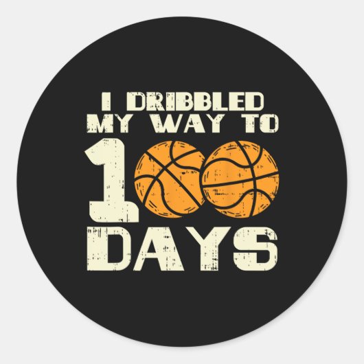 Sticker Rond Basket-ball 100 jours 100e école B (Devant)