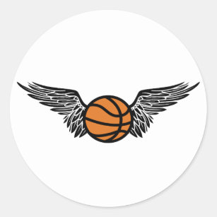 Sticker Rond basket-ball. à ailes