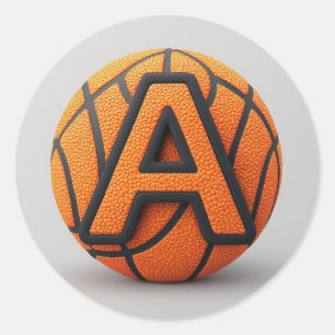 Sticker Rond 🏀 Basket-ball A Lettre Texture Orange Sport Scola