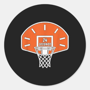 Sticker Rond Basket-ball amusant Horloge 24 Secondes Basketball