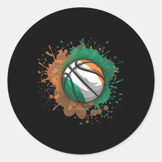 Sticker Rond Basket-ball avec Débardeur drapeau Irlande (Devant)