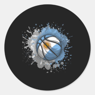 Sticker Rond Basket-ball avec drapeau argentin