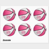 Sticker Rond basket-ball blanc rose (Feuille)