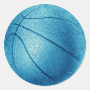 Sticker Rond Basket-ball Blue Pop Art