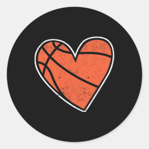 Sticker Rond Basket-ball Coeur Panier Joueur Coach Coup d'entra