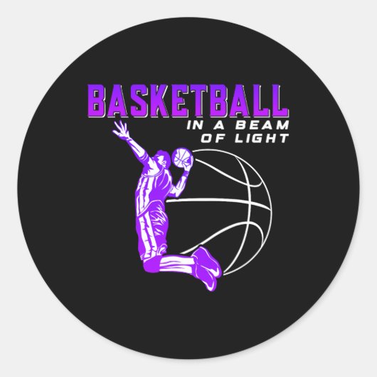 Sticker Rond Basket-ball dans un rayon de lumière (Devant)