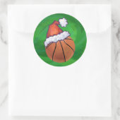 Sticker Rond Basket-ball de Santa Hat sur Green (Sac)