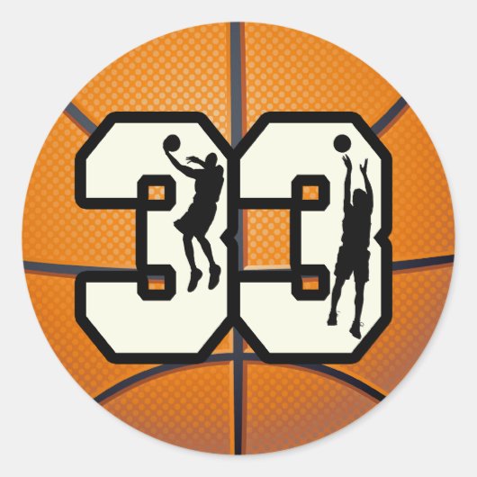 Sticker Rond Basket-ball du numéro 33 (Devant)
