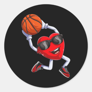 Sticker Rond Basket-ball Dunking Heart