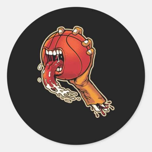 Sticker Rond Basket-ball effrayant (Devant)