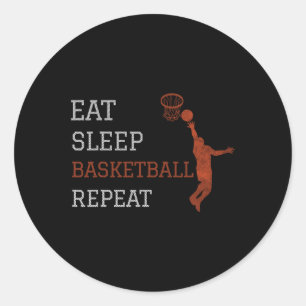 Sticker Rond Basket-ball entraîneur Manger Sleep Basket-ball Ré