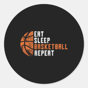 Sticker Rond Basket-ball entraîneur Manger Sleep Basket-ball Ré