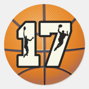 Sticker Rond Basket-ball et joueurs du numéro 17