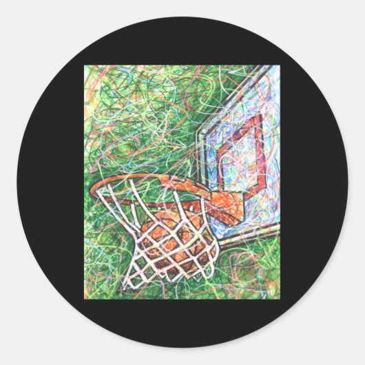Sticker Rond Basket-Ball Et Net (Devant)